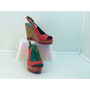 Boden Pink Slingback Cork Wedges Size EUR 38
